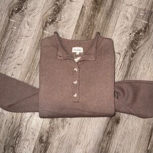 Bohme Meli Button Front Knit Sweater in Taupe size Small